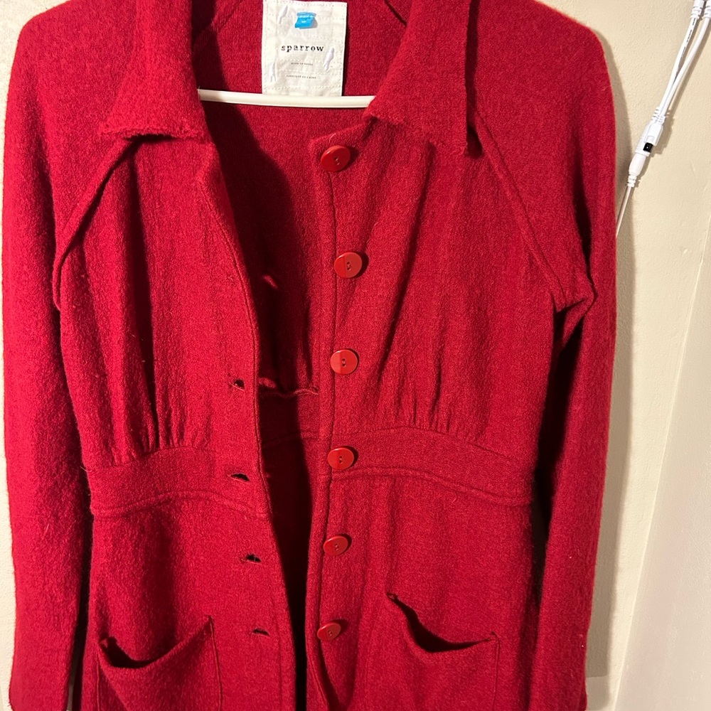 Anthropologie Sparrow Red Wool Button Up Sweater … - image 6